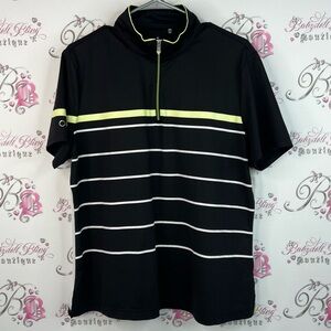 Nivo sport tshirt Black and Yellow green Shirt half zip sport golf collar